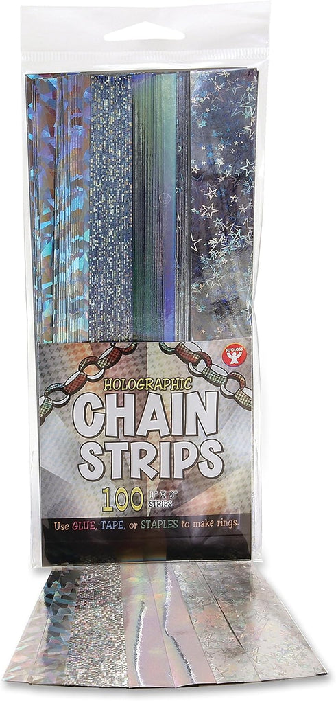 Hygloss Products Super Chain Strips 1" x 8" / 100 Holographic, Silver Count...