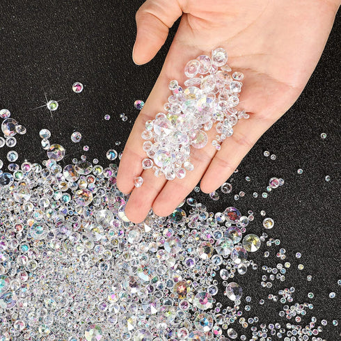 Hicarer 7000 Pieces Diamond Decorations Bling Bling Diamond Vase Filler Acrylic Gem Table Scatter Crystals in Four Sizes Table Decorations for Wed...