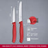 Victorinox Swiss Made Stainless Steel Kitchen Knife Set (2 Pcs) Straight Edge 8 cm and Wavy Edge 11cm Knives, Red, Kitchen Tools and Items | CB.6....