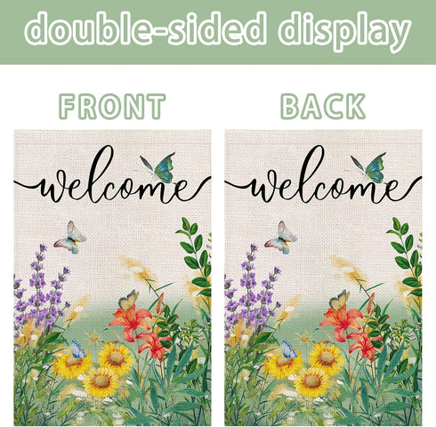Spring Summer Garden Flags 12x18 Double Sided Welcome Garden Flag Lawn Flags Small Flags For Yard And Garden Outdoor Garden Flag...