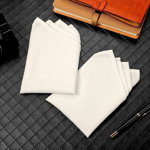 Bonuci 5 Pcs Pocket Square 15 x 15 Inch Linen Handkerchief for Men Prefolded Linen Kerchief for Men's Suit, White...
