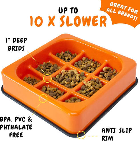 Downtown Pet Supply - Slow Feeder Dog Bowls - Anti-Choke Dog Food Bowl for Wet Dog Food, Solids and Dry Dog Food - Non-Slip Feet - BPA, PVC & Phth...
