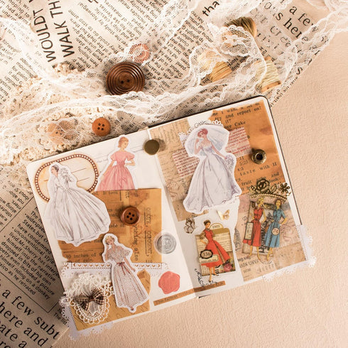110Pcs Vintage Washi Stickers for Scrapbooking Supplies, People Scrapbook Stickers for Journaling, Junk Journal Bullet Kit Adults Friends Clearanc...