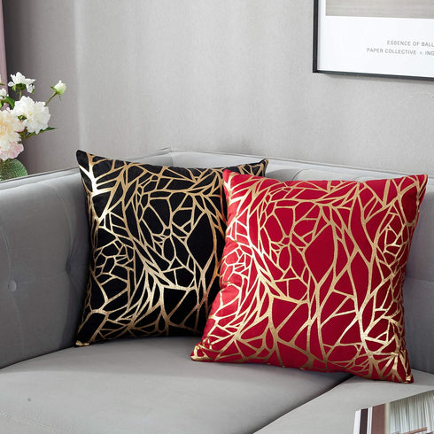 TAOSON Pack of 2,Irregular Abstract Lines Geometric Bronzing Printed Cozy Soft Throw Pillow Cases Cushion Covers Shells for Sofa Couch Bed Home De...