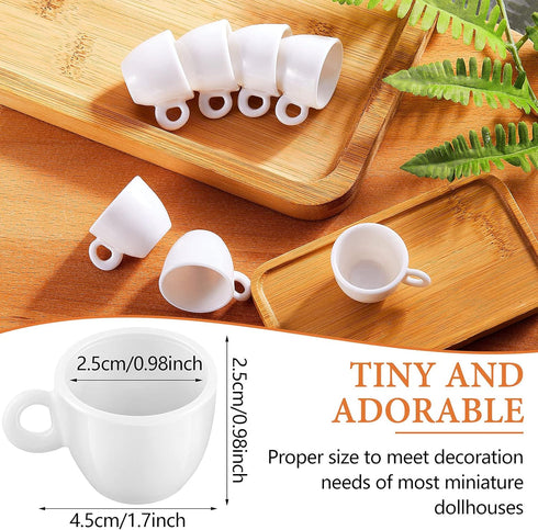 Mini Coffee Cups Tea Cup White Plastic Coffee Cups Dollhouse Miniature Food Kitchen Room Decoration Accessories for Pretend Afternoon Tea Cake Dec...