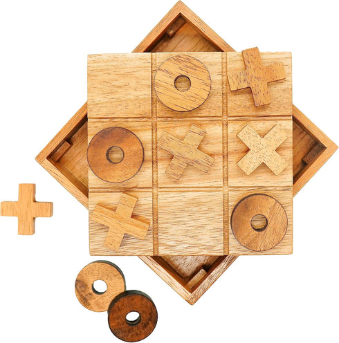 BSIRI Wooden Tic Tac Toe Game - Brain Teaser Puzzles for Adults and Unique Gifts for Kids, Coffee Table Decor Living Room Decor Modern Wood Decor,...