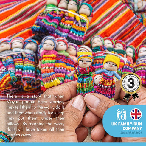 Thorness Set of 5 Guatemalan Handmade Worry Doll with a Colourful Crafted Storage Bag | Worry Dolls for Girls | Worry Dolls for Boys | Anxiety Dol...