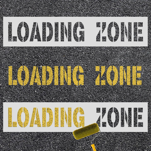 2pcs Loading Zone Stencils, 28.74x5.9 Inch Parking Lot Spray Stencils Reusable Letter Stencils Paint Stencils Warning Sign Stencils Floor Paint St...