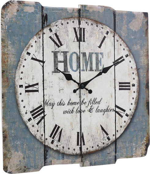 Stonebriar SB-6158A Worn Blue 15" Square White Wall Clock...