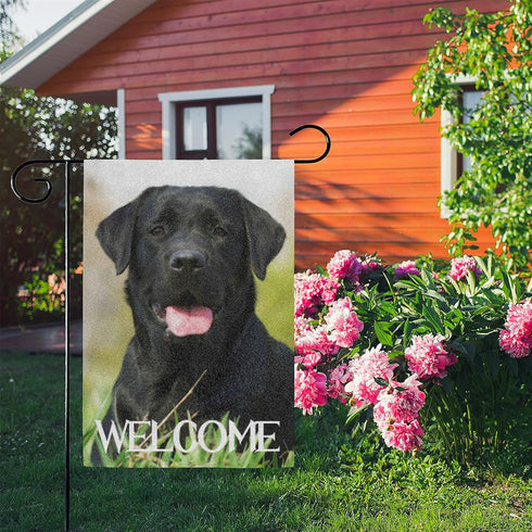TropicalLife Welcome Black Labrador Dog on the Grass Polyester Garden Flag Banner 12 x 18 Inch Double Side Print Home Outdoor Patio Yard Garden De...