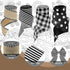 4 Rolls 24 Yards Christmas Farmhouse Buffalo Plaid Ribbons Wired Edge 2.5 Inch Farmhouse Burlap Ribbon Black White Stripe Wrapping Ribbon Polka Do...