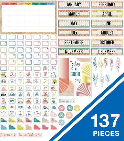 Carson Dellosa True to You 137pc Monthly Calendar Bulletin Board Set, Classroom Calendar, Schoolwork & Monthly Headers, Cover Ups, Motivational Po...