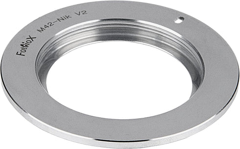 Fotodiox Chrome Lens Mount Adapter (Type 2) - Compatible with M42 (42mm x1 Thread Screw) Lens to Nikon F Mount D/SLR Cameras...