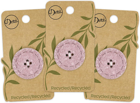 Dritz Round Stitch, 30mm, 3 Recycled Cotton Buttons, 30 mm, Mauve 3 Count...