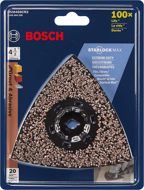 Bosch OSM450CR2 StarlockMax® Oscillating Multi-Tool Carbide 20 Grit Delta Sanding Pad...