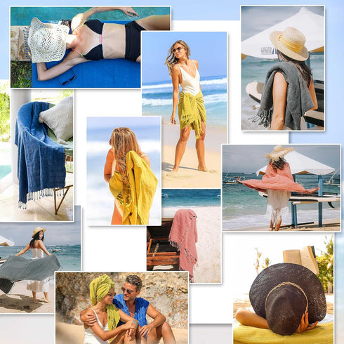 Cacala Turkish Micro Cotton Beach Bath Towels, Pestemal Super Absorbent Quick Dry Soft Plush and Comfortable for Swimming, Spa, Pool, Gym, and Yog...