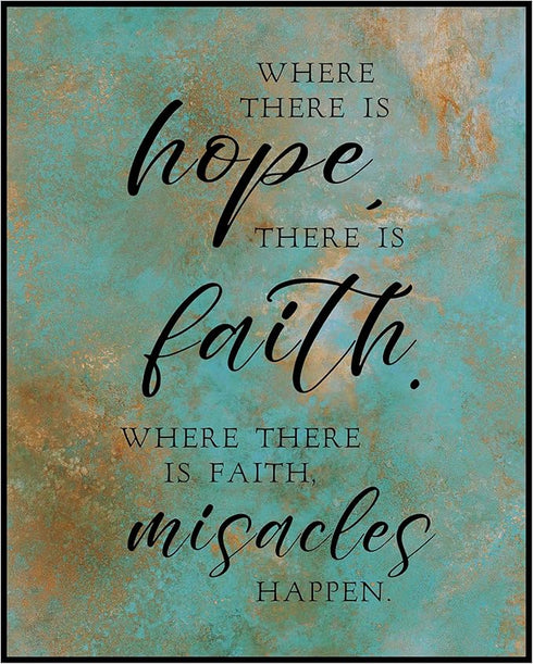 Posterizer 1 pcs-Where There Is Hope, Faith, Miracles Happen-Religious Posters-Quotes-Gifts for Christians-Decor for Church, Sunday School Classro...