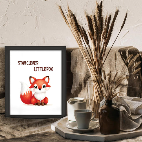 Posterizer 1 pcs-stay clever little fox-cute fox-Kids Room Art-Motivational & Inspirational Art-decor for nursery toddlers kids room- UNFRAMED Wal...