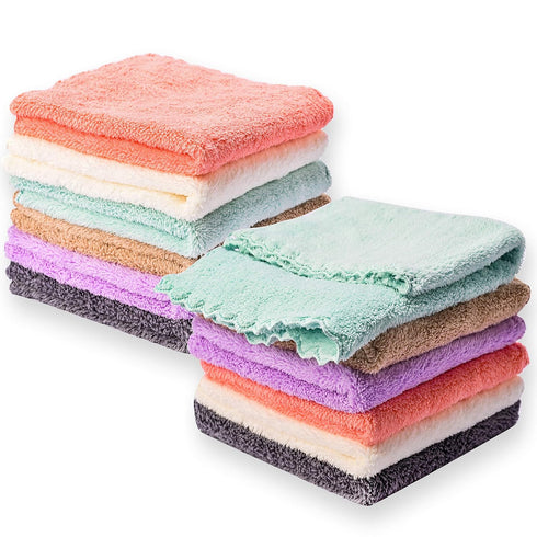 Kyapoo Baby Washcloths 12 Pack 12x12 Inches Microfiber Coral Fleece Extra Absorbent and Soft for Newborns, Infants and Toddlers...