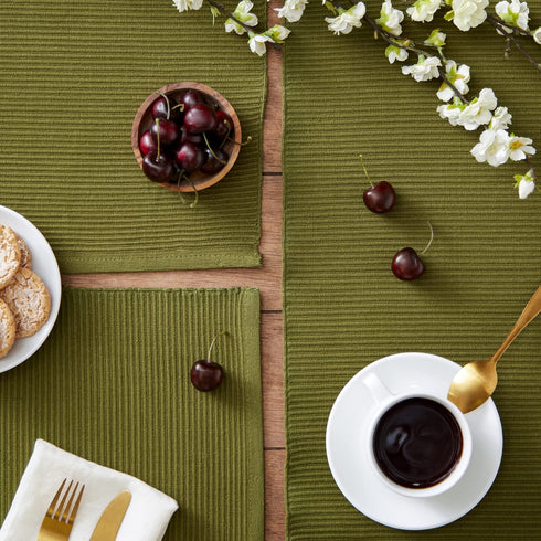 DII Basic Everyday Ribbed Tabletop 100% Cotton, Placemat Set, 13x19, Sage, 6 Piece...