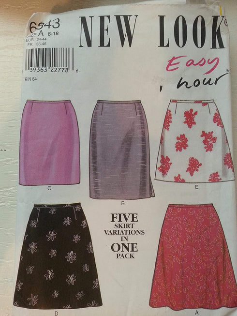 New Look Sewing Pattern 6843 Misses Skirts, Size A (8-10-12-14-16-18)...