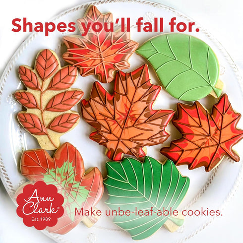 Fall Leaves Cookie Cutters 3-Pc. Set Made in USA by Ann Clark, Acorn, Maple Leaf, Oak Leaf...