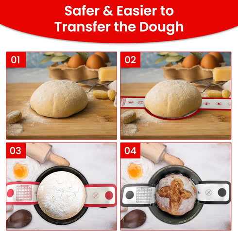 Non-Stick Silicone Bread Sling Oven Liners - Set of 2, Reusable and Easy to Clean, Includes Long Handles for Conveniently Transferring Sourdough B...