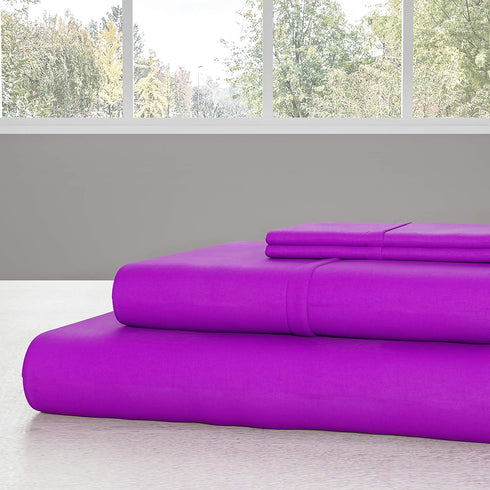 Brushed Microfiber Sheet Set- 3 Piece Bed Linens-Fitted & Flat Sheets, 1 Pillowcase-Wrinkle, Stain & Fade Resistant by Lavish Home (Twin, Purple)...