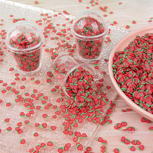 Framendino, 100g Strawberry Slime Charms Resin Flatbacks Polymer Clay Sprinkles for DIY Crafts Decoration...
