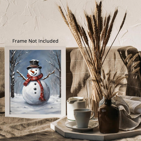 Posterizer 1 pcs-cute snowman in snowy wintery nature 9-Holiday Poster Collection-Landscape & Nature Art-Living Room Bedroom Decor- unframed wall ...