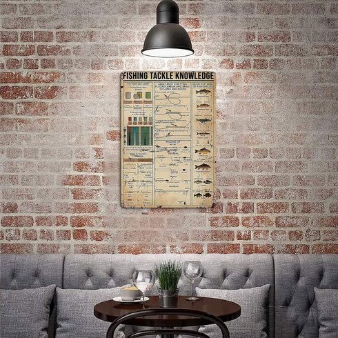 Retro Metal Vintage TIN Sign Fishing Tackle Knowledge Plaque Poster Cafe Wall Art Gift 12 X 16 INCH...