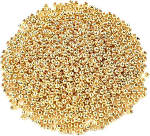 1200Pcs 4mm Smooth Round Beads Gold Spacer Loose Ball Beads for Bracelet Jewelry Making Craft...