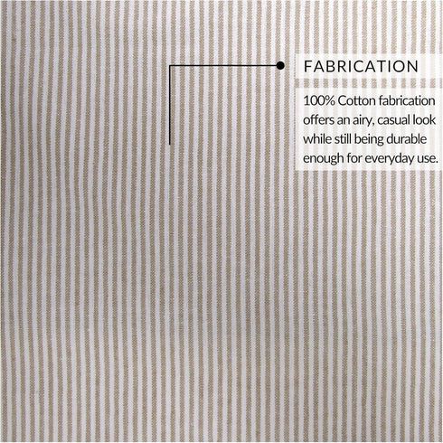 Elrene Home Fashions Tucker Ticking Stripe Tier Window Curtains for Kitchen or Bathroom, 30" x 24", Set of 2, Linen...