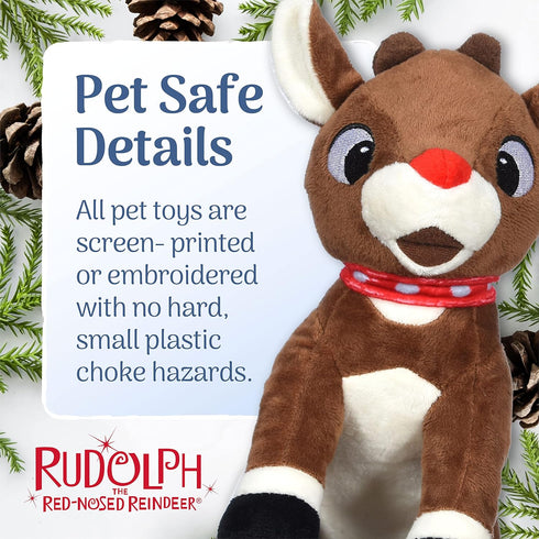 Rudolph The Red-Nosed Reindeer Toys for Dogs - 9" Plush Rudolph Squeaker Dog Toy, Chew Dog Toys - Holiday Toys for Pets, Christmas Dog Toys, Rudol...