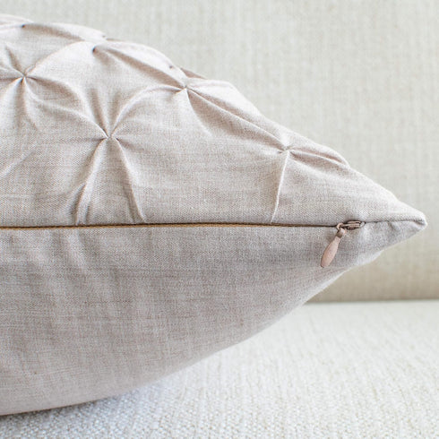 The White Petals Faux Linen Throw Pillow Covers - Pinch Pleat, Textured, Luxurious, Elegant & Decorative (18x18 inch, Pack of 2, Natural Oatmeal C...