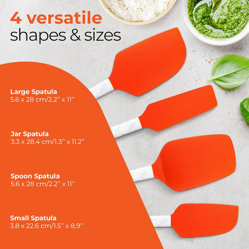 M KITCHEN WORLD Heat Resistant Silicone Spatulas Set | Rubber Spatula Kitchen Utensils Non-Stick for Cooking, Baking and Mixing | Ergonomic, Dishw...