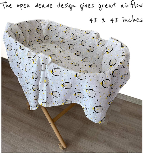 Baby Muslin Swaddle Blankets Unisex 100% Cotton Ultra Soft, Multipurpose, Baby Swaddle Blanket for Boys and Girls, 43 X 43 inch 1 Pack/Penguin...
