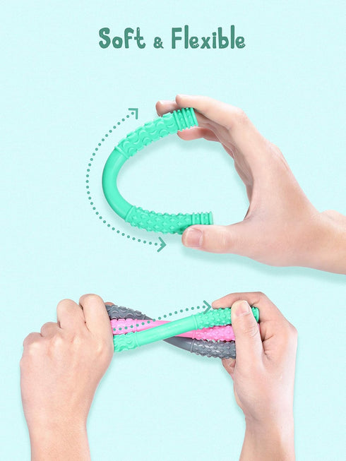 Giftty Teething Tube with Safety Shield Baby Hollow Teether Sensory Toys Gum Massager, Food-Grade Silicone for Infant 3-12 Months Boys Girls, 1 Pa...