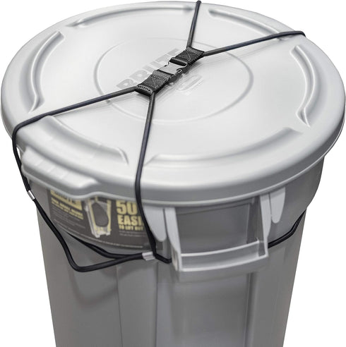 Encased Trash Can Lock for Animals/Raccoons, Nylon Bungee Cord Heavy Duty Large Outdoor Garbage Lid Lock (Trash Can NOT Included)...