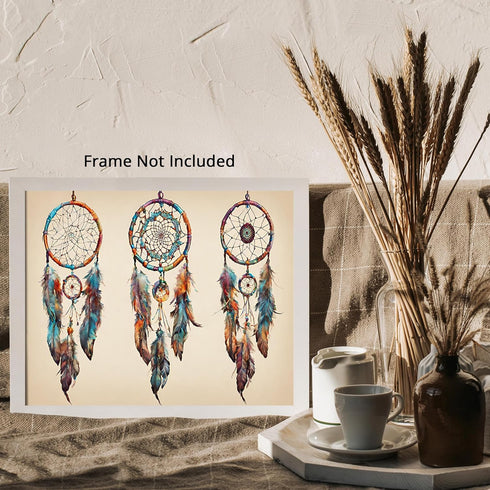 Posterizer 1 pcs- psychedelic funky hippie colorful dreamcatcher 3-Fantasy & Fiction Art-Retro Art- Living Room Bedroom Decor- unframed wall art...