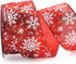 ALTIER 2.5 Inch x 25 Yards Red Metallic White Snowflake Wired Ribbon for Christmas Home Decoration Gift Wrapping Bow Making Wreath DIY Crafts...