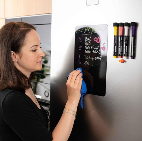 12x8 inch Small Black Board - Magnetic Blackboard - Magnetic Dry Erase Board - Fridge Blackboard - Refrigerator Blackboard - Blackboard for Fridge...