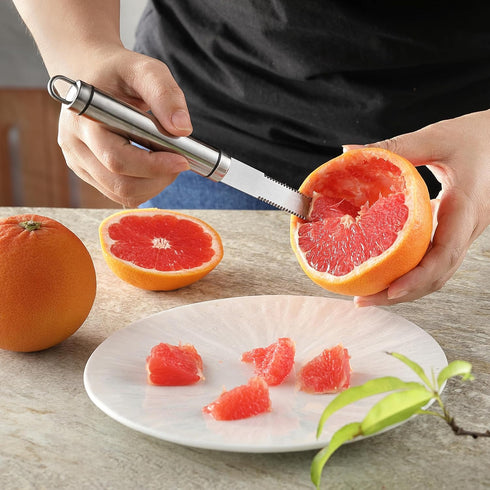 2PCS Grapefruit Knife, Curved Serrated Grapefruit Knife, Stainless Steel Kiwi Knife, Great for Grapefruit, Orange, Lemon, Kiwi, Easy to Hang, Dish...