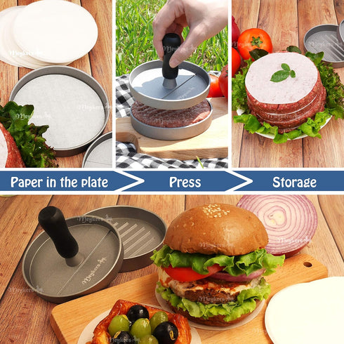 Meykers Patty Paper Sheets for 4/4.5 Inch Burger Press | 500 pcs Round | Hamburger Maker Non-Stick Heat Resistant Circle Wax Parchment Paper liege...