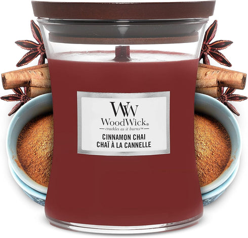 WoodWick Medium Hourglass Scented Candle | Cinnamon Chai | with Crackling Wick | Burn Time: Up to 60 Hours...