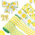 4 Rolls Lemon Wired Edge Ribbons 2.5 Inch x 24 Yards, Polka Dot Ribbon Lemon Stripe Lattice Craft Ribbon for Wrapping, DIY Project, Gift Wrapping,...