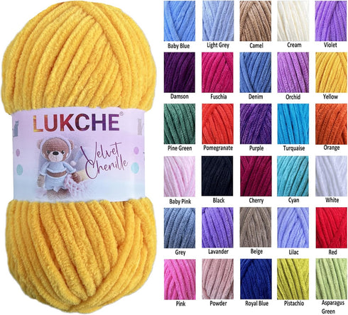 Yellow Soft Velvet Yarn Chenille Yarn for Crocheting Super Bulky 100g (3.53 Oz), (75.4 yds) Baby Blanket Yarn for Knitting Amigurumi Yarn Fancy Ya...