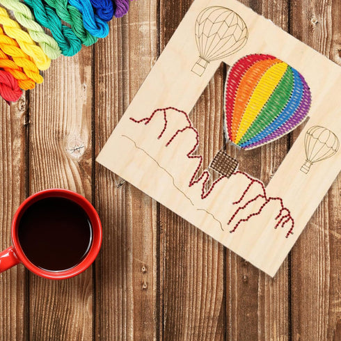 LEISURE ARTS Wood Stitched String Art Kit with Hot Air Balloon - Adult or Kids Craft - Craft Kits for Teens - String Art kit for Adults - 3D Strin...