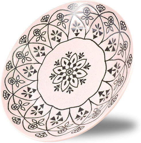 Mino Ware Japanese Pasta Bowl, Rice Soup Sarada Curry Rice, Moroccan Design, 8.1 inch, Pink...