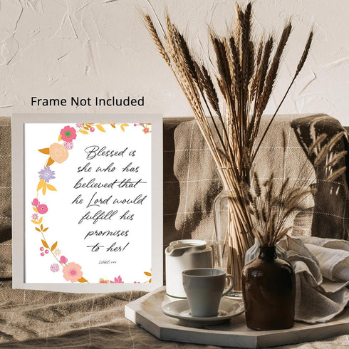 Posterizer 1 pcs-Blessed is She-Positive Quotes-Bible Verse-Religious Posters-Motivational & Inspirational Art-Gifts for Christians - Gift for Dau...